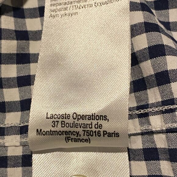 Lacoste Plaid Check Collared Long Sleeve Slim Fit Shirt XL/L - Picture 5 of 9
